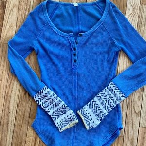 Blue button down free people top